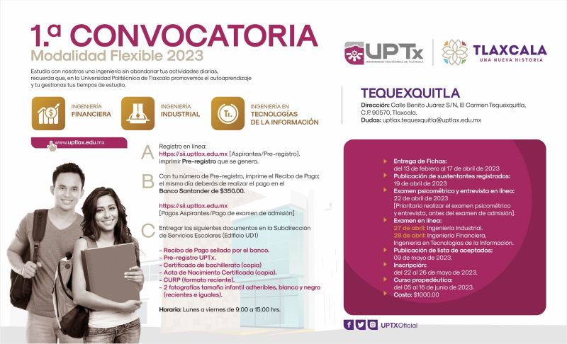 INSCRIBETE A LA UNIVERSIDAD POLITECNICA DE TLAXCALA, CAMPUS TEQUEXQUITLA